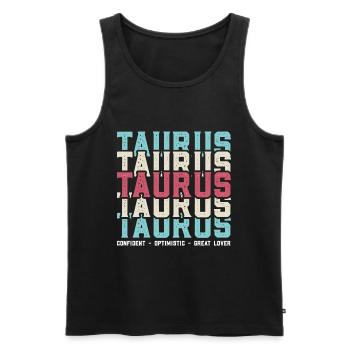 Lustiger Sternzeichen Stier Spruch - Männer Premium Bio Tank Top - Schwarz - Vorne - Michal (187cm)