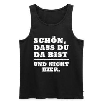 Schön dass Du da bist und nicht hier - Männer Premium Bio Tank Top - Schwarz - Vorne - AI Model Male 178 light (178cm)