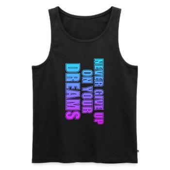 NEVER GIVE UP ON YOUR DREAMS - Männer Premium Bio Tank Top - Schwarz - Vorne - AI Model Male 178 light (178cm)
