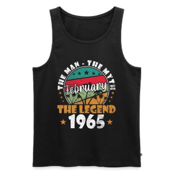 60. Geburtstag Geschenk Mann Original Februar 1965 - Männer Premium Bio Tank Top - Schwarz - Vorne - Michal (187cm)