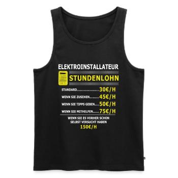Stundenlohn - Elektriker Elektroinstallateur - Männer Premium Bio Tank Top - Schwarz - Vorne - AI Model Male 178 light (178cm)