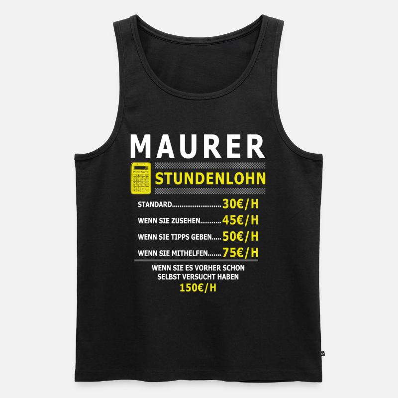 Maurer Stundenlohn - Männer Premium Bio Tank Top - Schwarz
