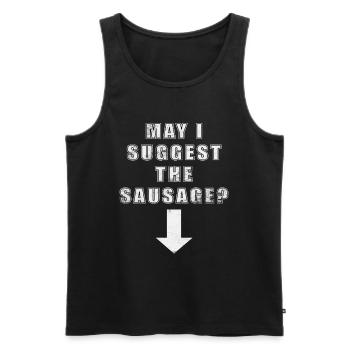 Puis-je suggérer le saucisson - Débardeur bio Premium Homme - noir - Devant - AI Model Male 178 light (178cm)