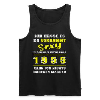 1955 - Jahrgang 1955 - Baujahr 1955 - Männer Premium Bio Tank Top - Schwarz - Vorne - Michal (187cm)