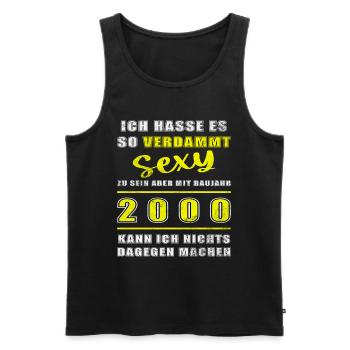 2000 - Jahrgang 2000 - Baujahr 2000 - Männer Premium Bio Tank Top - Schwarz - Vorne - AI Model Male 178 light (178cm)