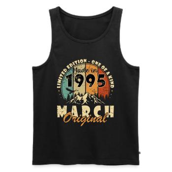 Cadeau d’anniversaire de mars 1995. Mars 1995. - Débardeur bio Premium Homme - noir - Devant - Michal (187cm)