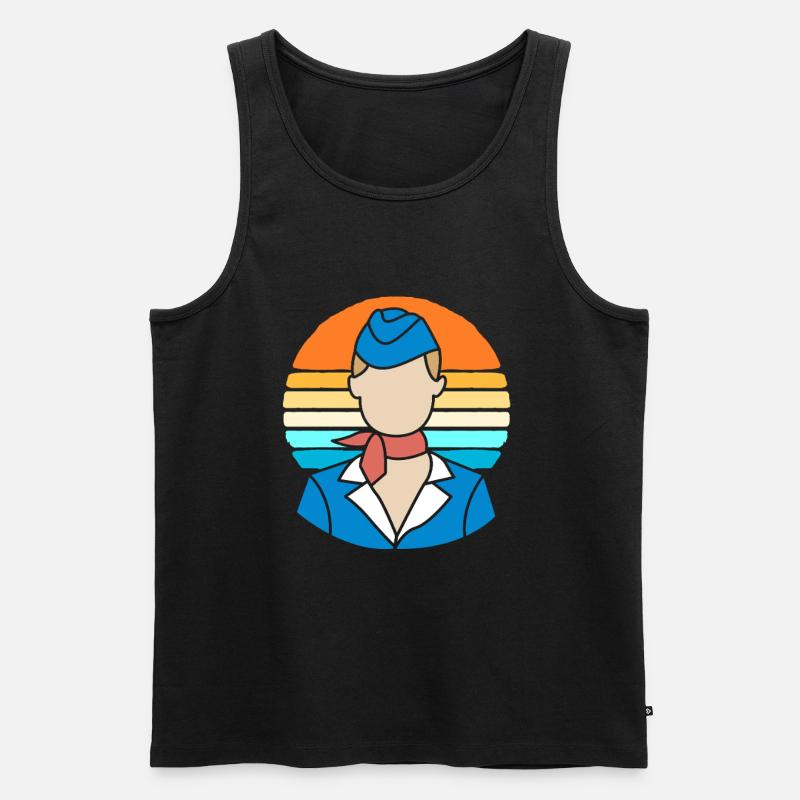 Stewardess Flugbegleiter - Männer Premium Bio Tank Top - Schwarz