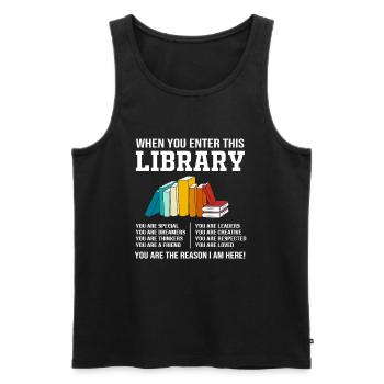 Library Book Bookworm Reading Bookworm - Men's Premium Organic Tank Top - black - Front - AI Model Male 178 light (178cm)