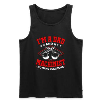 Opérateur de machine de découpe Machiniste Routeur Opérateur de tour CNC - Débardeur bio Premium Homme - noir - Devant - Michal (187cm)