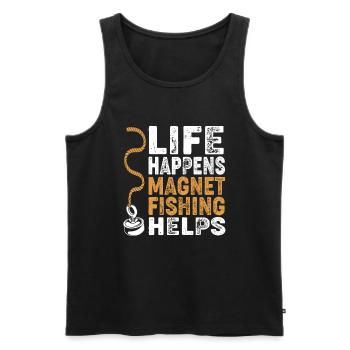 Magnet Angeln Angler Magnetangeln - Männer Premium Bio Tank Top - Schwarz - Vorne - AI Model Male 178 light (178cm)