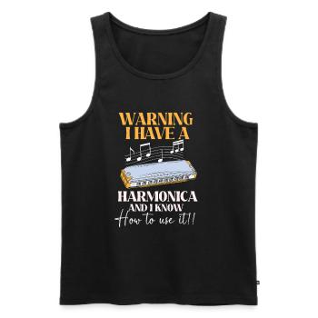 Mundharmonika - Männer Premium Bio Tank Top - Schwarz - Vorne - Michal (187cm)