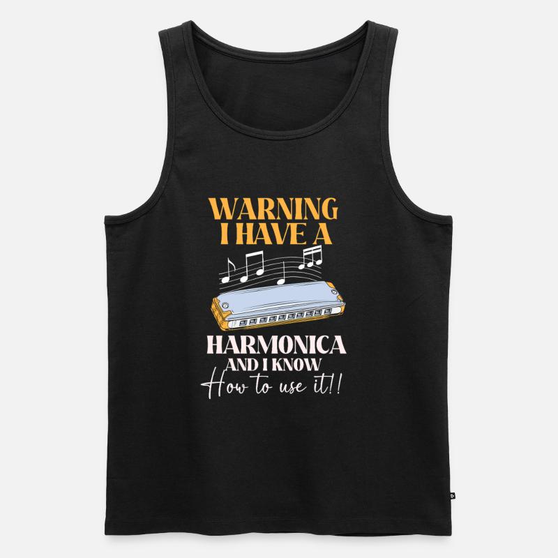 Mundharmonika - Männer Premium Bio Tank Top - Schwarz