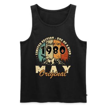 May 1980 Birthday May 1980 May 1980 - Men's Premium Organic Tank Top - black - Front - Michal (187cm)