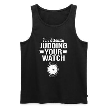 Clockwork Clock - Men's Premium Organic Tank Top - black - Front - Michal (187cm)