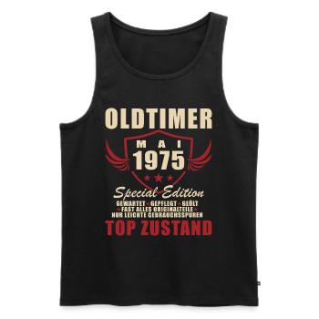 50. Geburtstag Oldtimer Mai Jahrgang 1975 - Männer Premium Bio Tank Top - Schwarz - Vorne - Michal (187cm)