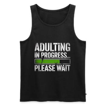 Adulte, attendez, grandir, être parent - Techno - Débardeur bio Premium Homme - noir - Devant - Michal (187cm)