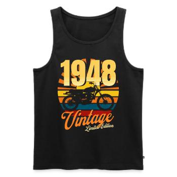 Motorcycle born in 1948 birthday 75 years biker - Men's Premium Organic Tank Top - black - Front - Michal (187cm)
