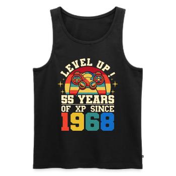 Level 55 1968 Birthday Gamer 55 years - Men's Premium Organic Tank Top - black - Front - AI Model Male 178 light (178cm)