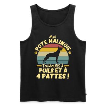 Style Vintage Chien De Compagnie Malinois Humour - Débardeur bio Premium Homme - noir - Devant - Michal (187cm)