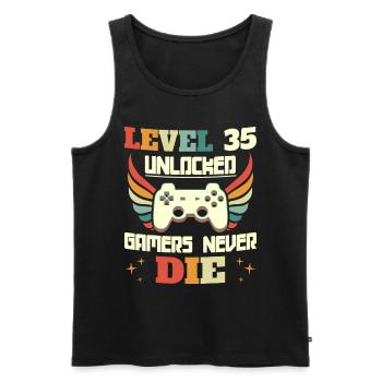 Level 35 Unlocked Birthday Gamer 35 Years - Men's Premium Organic Tank Top - black - Front - Michal (187cm)