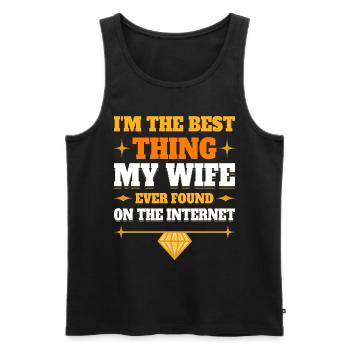 Found By My Wife Humor Joke Couple Online - Men's Premium Organic Tank Top - black - Front - Michal (187cm)