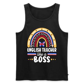 Humour Prof d'Anglais Comme Boss Enseignant - Débardeur bio Premium Homme - noir - Devant - Michal (187cm)