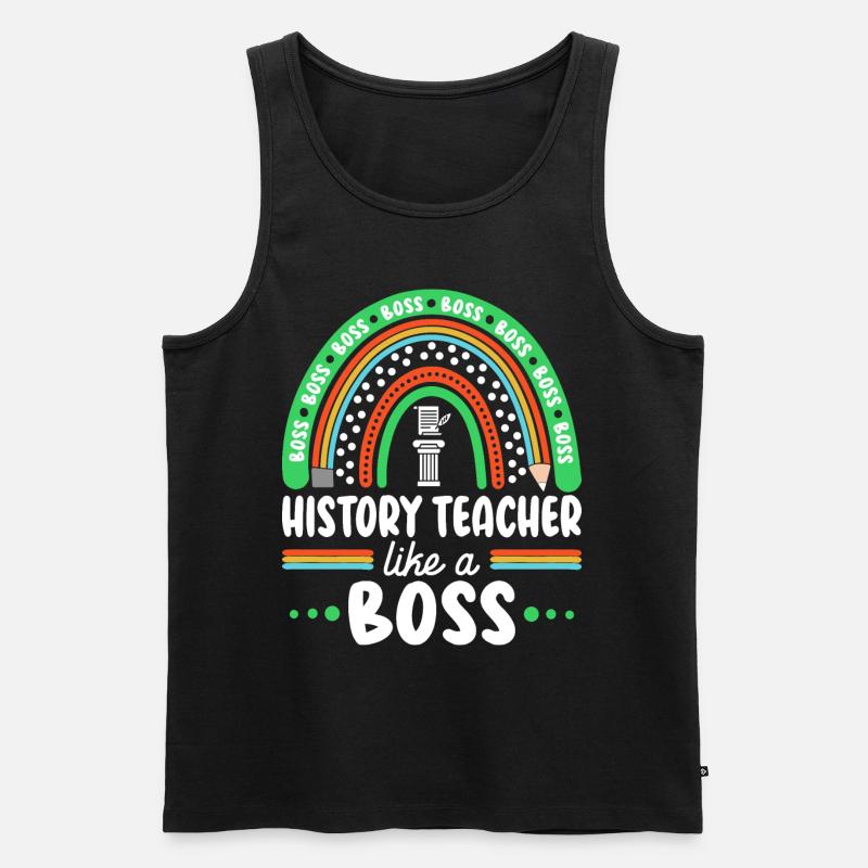Humor-Geschichtslehrer als Cheflehrer - Männer Premium Bio Tank Top - Schwarz