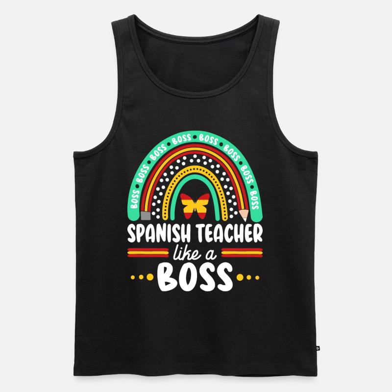 Humor Spanischlehrer als Cheflehrer - Männer Premium Bio Tank Top - Schwarz