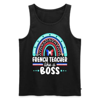 Humor French teacher As Boss Teacher - Men's Premium Organic Tank Top - black - Front - Michal (187cm)