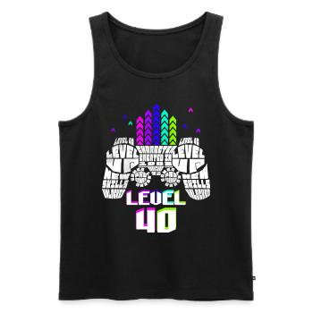 Geek Level 40 Anniversary Gamer 40 Years - Men's Premium Organic Tank Top - black - Front - AI Model Male 178 light (178cm)