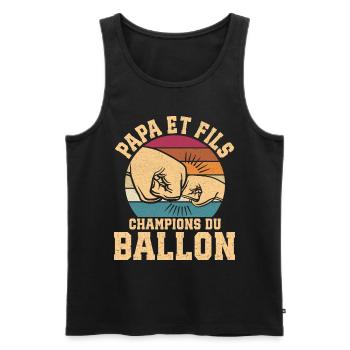 Papa Et Fils Champions Du Ballon Papa Football - Débardeur bio Premium Homme - noir - Devant - Michal (187cm)