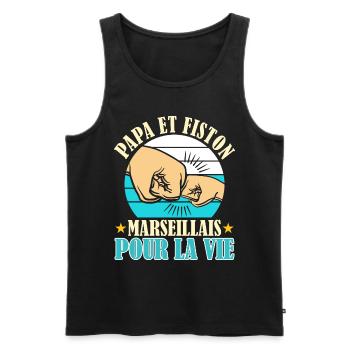 Papa Marseillais Père Fils Supporter Marseille - Débardeur bio Premium Homme - noir - Devant - Michal (187cm)