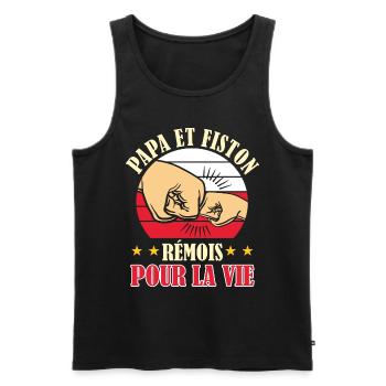 Papa Fiston Rémois Père Fils Supporter Reims - Débardeur bio Premium Homme - noir - Devant - Michal (187cm)