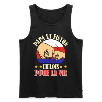 Papa Fiston Lillois Père Fils Supporter Lille - Débardeur bio Premium Homme - noir - Devant - Michal (187cm)