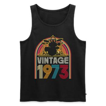 Vintage 1973 musician drummer 50 years anniversary - Men's Premium Organic Tank Top - black - Front - Michal (187cm)