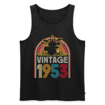Jahrgang 1953 Musiker Schlagzeuger 70 Jahre Jubiläum - Männer Premium Bio Tank Top - Schwarz - Vorne - AI Model Male 178 light (178cm)