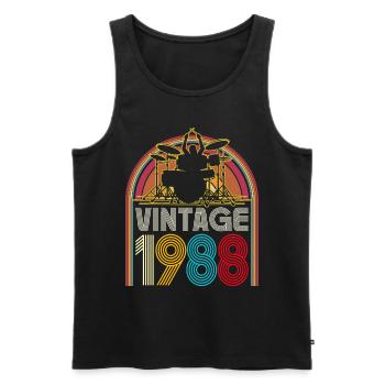 Vintage 1988 musician drummer 35 years anniversary - Men's Premium Organic Tank Top - black - Front - Michal (187cm)