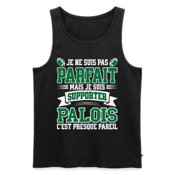 Homme Palois Pau Rugbyman Rugby Humour - Débardeur bio Premium Homme - noir - Devant - AI Model Male 178 light (178cm)