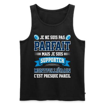 Montpelliérain Montpellier Rugbyman Rugby Humour - Débardeur bio Premium Homme - noir - Devant - AI Model Male 178 light (178cm)