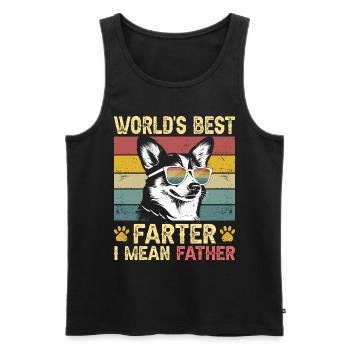 Vintage and Humorous Dog Daddy Dog Corgi - Men's Premium Organic Tank Top - black - Front - Michal (187cm)