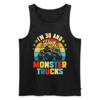 Monster Truck Voiture 30 Ans Anniversaire - Débardeur bio Premium Homme - noir - Devant - AI Model Male 178 light (178cm)
