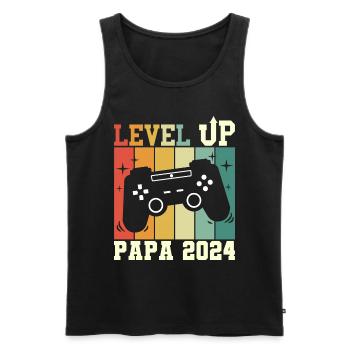Père Geek Annonce Grossesse Futur Papa 2024 - Débardeur bio Premium Homme - noir - Devant - AI Model Male 178 light (178cm)