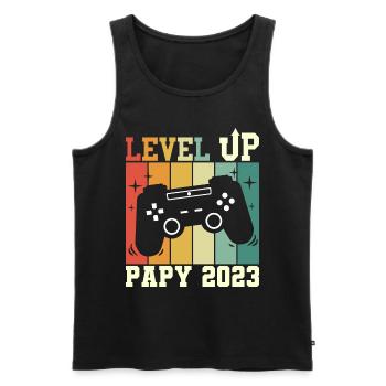Papy Geek Annonce Grossesse Futur Papy 2023 - Débardeur bio Premium Homme - noir - Devant - AI Model Male 178 light (178cm)