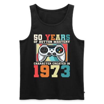 Geek Level 50 Jubiläum Gamer 50 Jahre - Männer Premium Bio Tank Top - Schwarz - Vorne - AI Model Male 178 light (178cm)