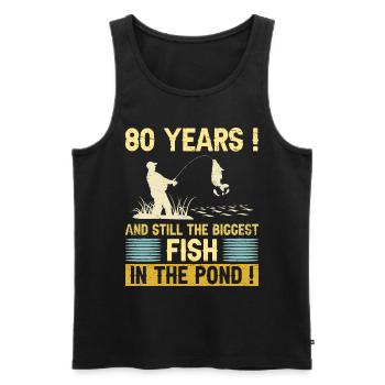 80 Ans Passionné Pêche 80ème Anniversaire Pêcheur - Débardeur bio Premium Homme - noir - Devant - Michal (187cm)