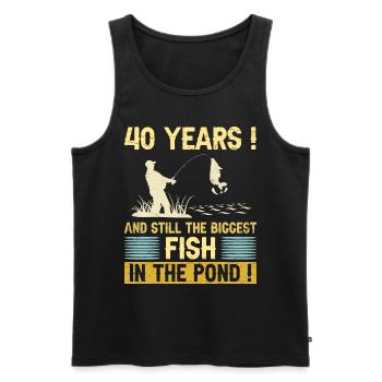 40 Ans Passionné Pêche 40ème Anniversaire Pêcheur - Débardeur bio Premium Homme - noir - Devant - Michal (187cm)
