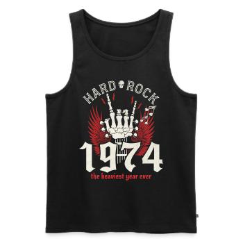 Rock Année 1974 Fête Musicien 50 Ans Anniversaire - Débardeur bio Premium Homme - noir - Devant - AI Model Male 178 light (178cm)