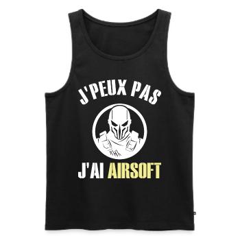 Je Peux Pas J'Ai Airsoft Humour Airsofteur - Débardeur bio Premium Homme - noir - Devant - Michal (187cm)
