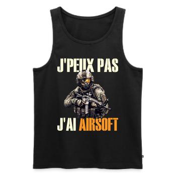 Je Peux Pas J'Ai Airsoft Humour Airsofteur - Débardeur bio Premium Homme - noir - Devant - Michal (187cm)
