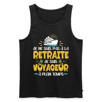 Retraité Voyageur Humour Voyage Retraite - Débardeur bio Premium Homme - noir - Devant - Michal (187cm)